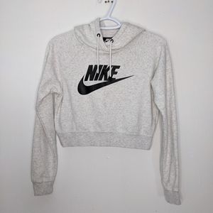 Nike Women's XS Cropped White Hoodie With Front Logo